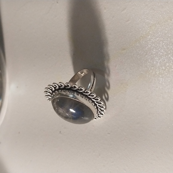 Gray Laboradite Gemstone Sterling Silver Ring - Picture 2 of 2